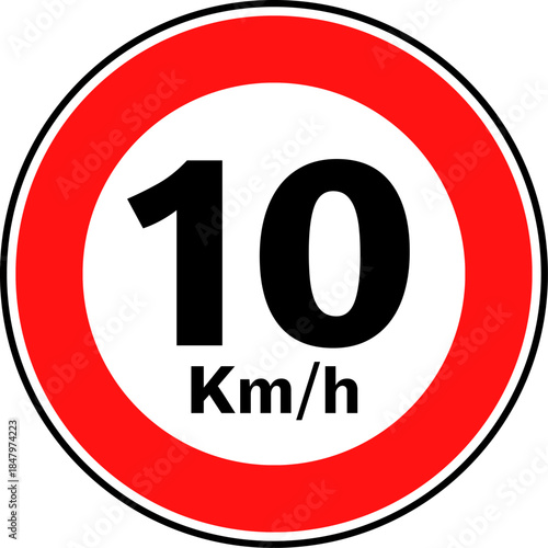 Speed Limit 10 kmh Traffic Sign Vector