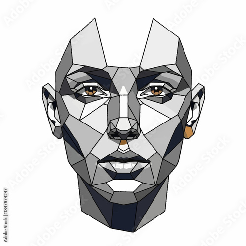 Geometric Human Face Abstract Art.