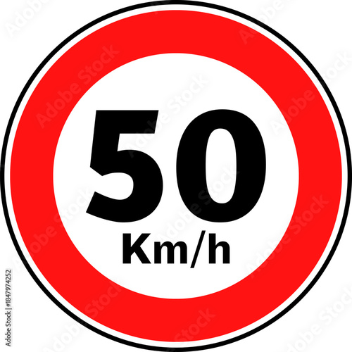 Speed Limit 50 kmh Traffic Sign Vector