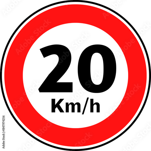 Speed Limit 20 kmh Traffic Sign Vector