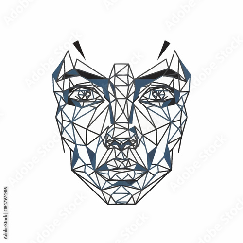 Geometric Human Face Abstract Digital Art.