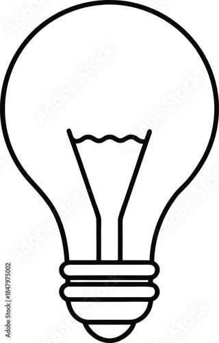 Isolated vector light bulb icon featuring a glowing glass lamp filament to represent a bright idea, energy innovation, and creative inspiration through electric power technology on a white background.
