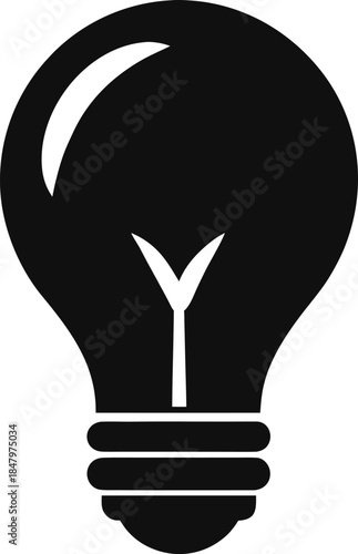 Isolated vector light bulb icon featuring a glowing glass lamp filament to represent a bright idea, energy innovation, and creative inspiration through electric power technology on a white background.