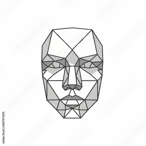Geometric Human Face Wireframe Illustration.