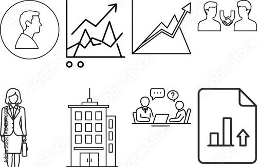 Business professionals analyzing financial charts and graphs in a corporate environment