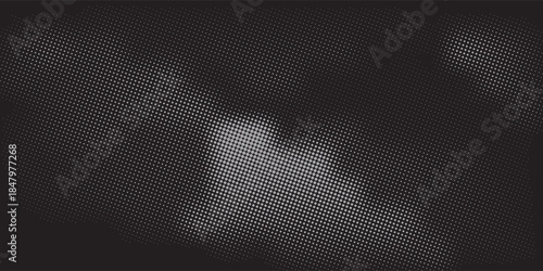 A dynamic particle waves within a halftone gradient create a fluid dot curve set on a transparent background for technology, sound, music. Dots and lines halftone illustration.