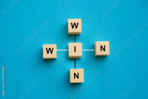 Win-Win Situation with crossword game, Business negotiation and agreement