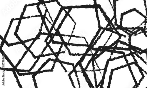 Black geometric lines art on white background