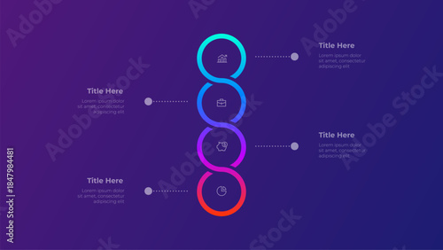 4 Step Circular Infographic Template. Four Step Process Diagram for Presentation and Data Visualization