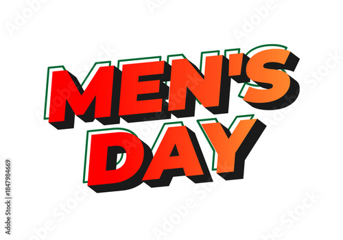 Text design for mens day celebration, bold and colorful typography