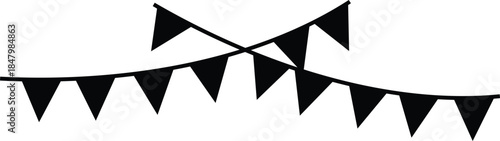 Black pennant bunting flags on a string festive decoration