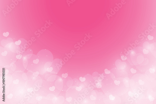 pink gradient background heart shape and dot bokeh element love valentine theme banner vector illustration template