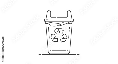 Illustration of a Recycling Bin with Prominent Recycling Symbol for Waste Management
