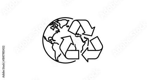 Globe Illustration Featuring Recycling Arrows Symbolizing Sustainability and Environmental Awareness