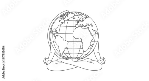 Outline of a Globe Surrounded by a Ribbon Representing Global Unity and Connectivity