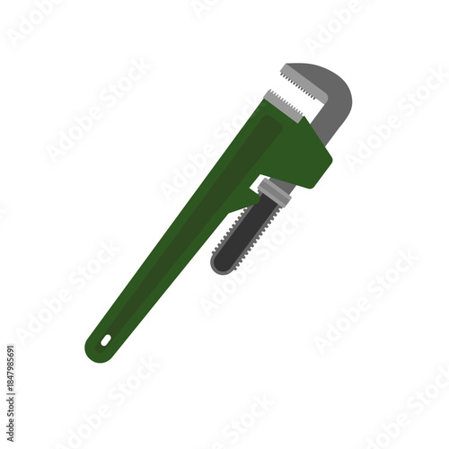 Adjustable pipe wrench flat design vector illustration of mechanical tools isolated on white background. Plumbing, repair, building tools. an essential tool for plumbing, repair, and construction task