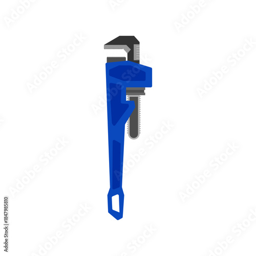 Adjustable pipe wrench flat design vector illustration of mechanical tools isolated on white background. Plumbing, repair, building tools. an essential tool for plumbing, repair, and construction task
