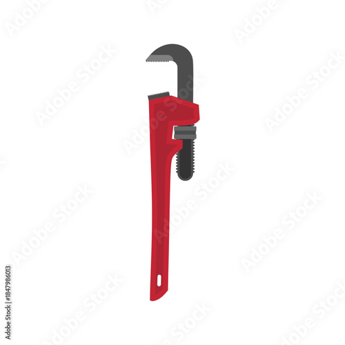 Adjustable pipe wrench flat design vector illustration of mechanical tools isolated on white background. Plumbing, repair, building tools. an essential tool for plumbing, repair, and construction task