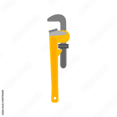 Adjustable pipe wrench flat design vector illustration of mechanical tools isolated on white background. Plumbing, repair, building tools. an essential tool for plumbing, repair, and construction task