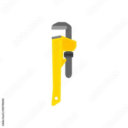 Adjustable pipe wrench flat design vector illustration of mechanical tools isolated on white background. Plumbing, repair, building tools. an essential tool for plumbing, repair, and construction task