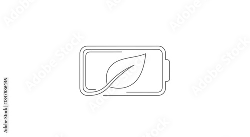 Battery Icon Featuring Leaf Symbol Representing Eco-Friendly Energy Technology