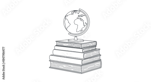 Globe Resting on a Stack of Books Symbolizing Knowledge and Global Awareness