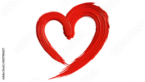 Konstfotografi Red heart shape made with brush strokes isolated on transparent background