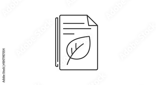 Illustration of a Document with Leaf Design Symbolizing Sustainability and Eco-friendliness