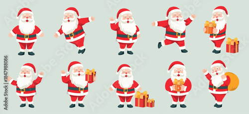 Santa Claus Character Set in Various Poses and Gestures Collection