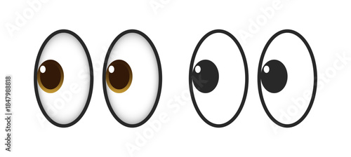 Obraz na plátně Big wide eye icons in colorful and outline style