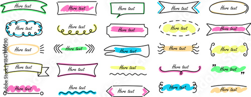 Hand-drawn quotation mark text box frame with expressive marker brush strokes, designed as a modern speech bubble and chat banner. This creative illustration adds a human, artistic touch to quotes