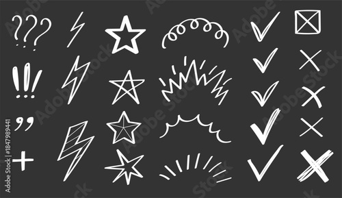 Dynamic hand-drawn comic line movement elements with cute cartoon emotion effects. This expressive vector illustration features doodle arrows, hearts, speech bubbles, and anime-style motion marks, per