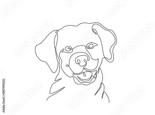 Single Continuous Line Drawing of adorable golden retriever dog head. Dog head simple illustration.