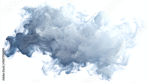 An ethereal cloud of smoke with wispy texture. It has gradient shades of gray and white
