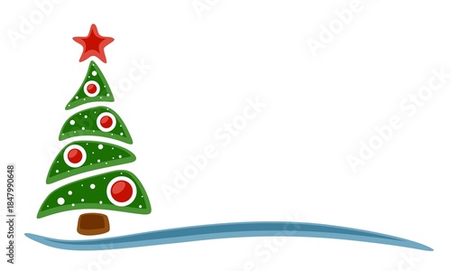 Symbol of stylized Christmas tree with toys.
