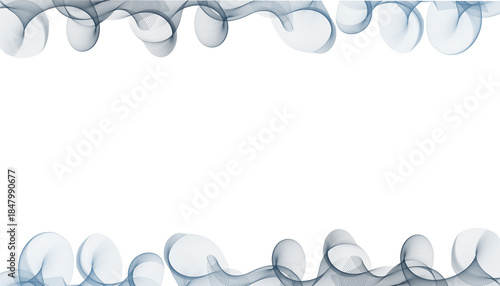 white background with blue wave border, Clean flowing frame wallpaper.
