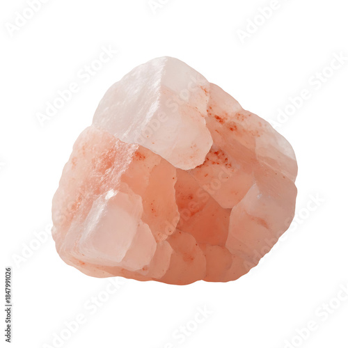 Pink Himalayan salt rock in natural shape on white background  