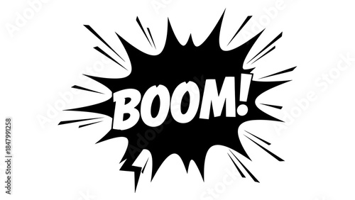 Boom! comic sound effect explosion speech bubble illustration