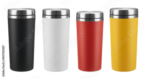 Wallpaper Mural Four colorful travel tumblers isolated on a transparent background Torontodigital.ca