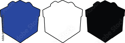 Blue white and black police badge icons in different colors for design  various shapes and colors