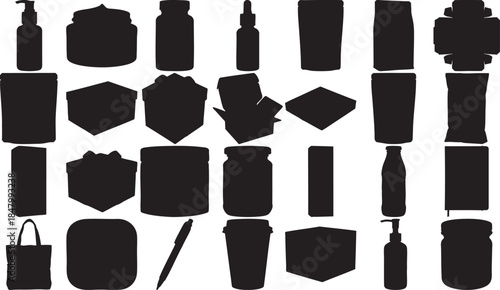 Collection of various containers and packaging items for storage and transport