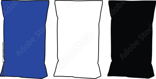 Colorful paper bags in blue white and black for shopping or packaging purposes
