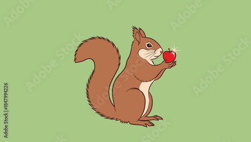 Squirrel enjoying an apple