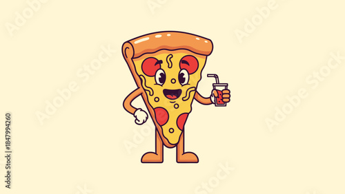 Pizza slice holding drink