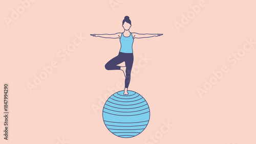 Yoga practitioner balancing on exercise ball