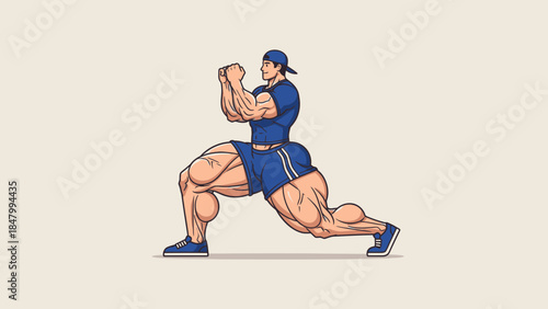 Muscular man performing squats