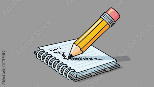 Pencil writing in notebook