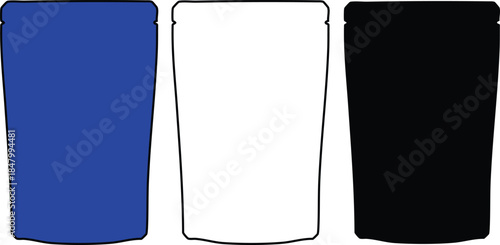 Three Cups in Blue White and Black Colors