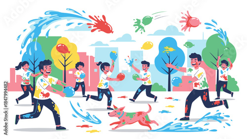 Children playing with water on a sunny day