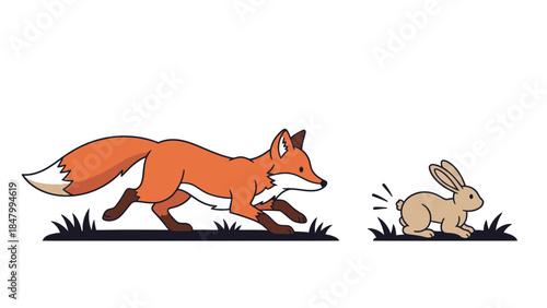 Fox chasing rabbit